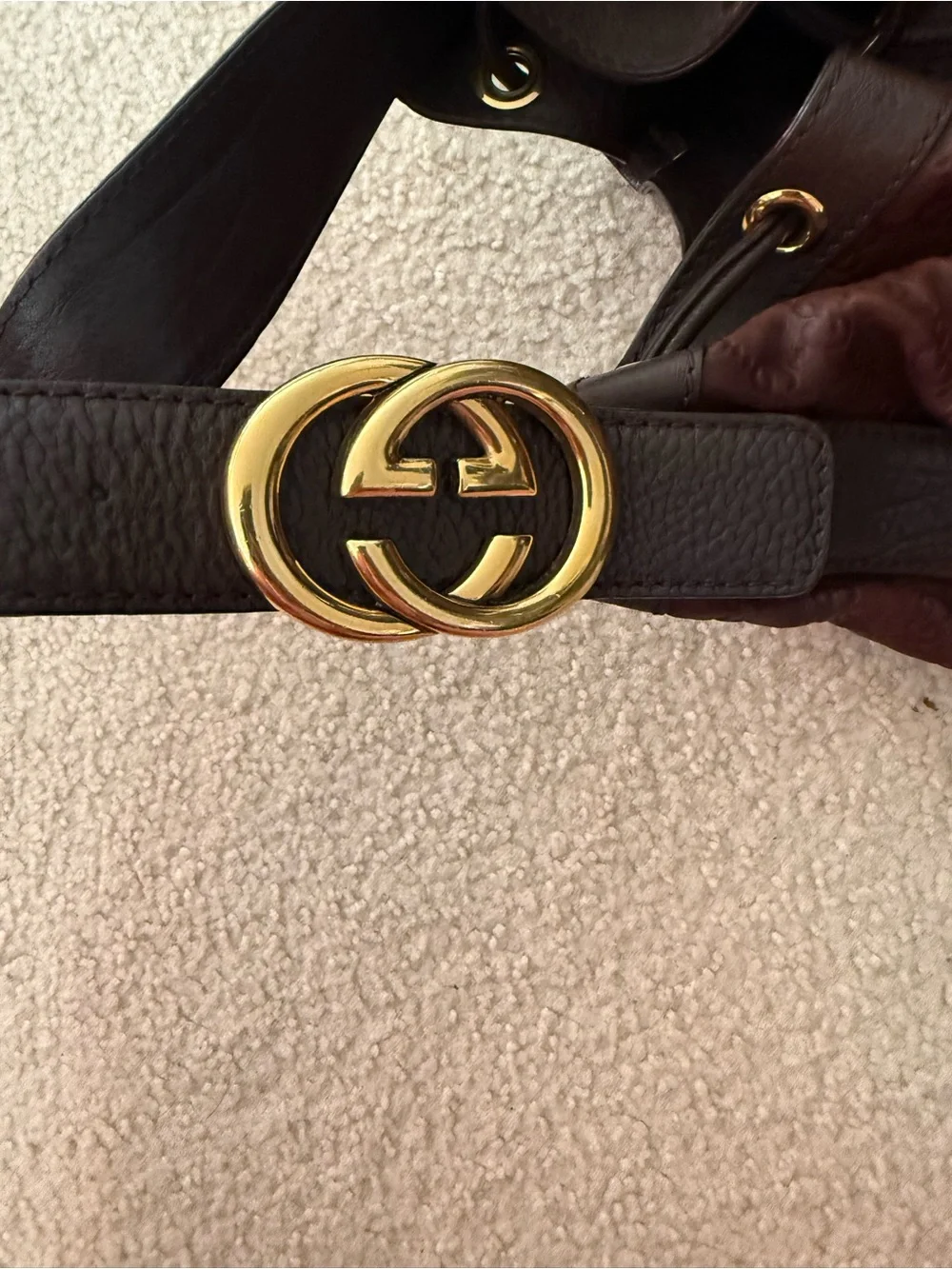 Gucci guccissima leather drawstring hobo bag